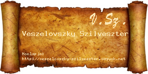 Veszelovszky Szilveszter névjegykártya